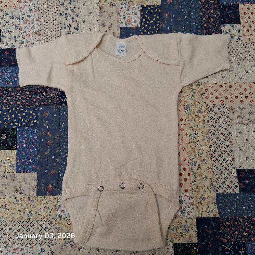 Vintage 12 Months Baby One Piece Ribbed Knit Made in USA Off White